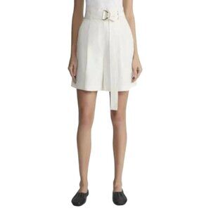NWT Lafayette 148 Degraw Belted Shorts Womens 00 Cream Alabaster High Rise NEW